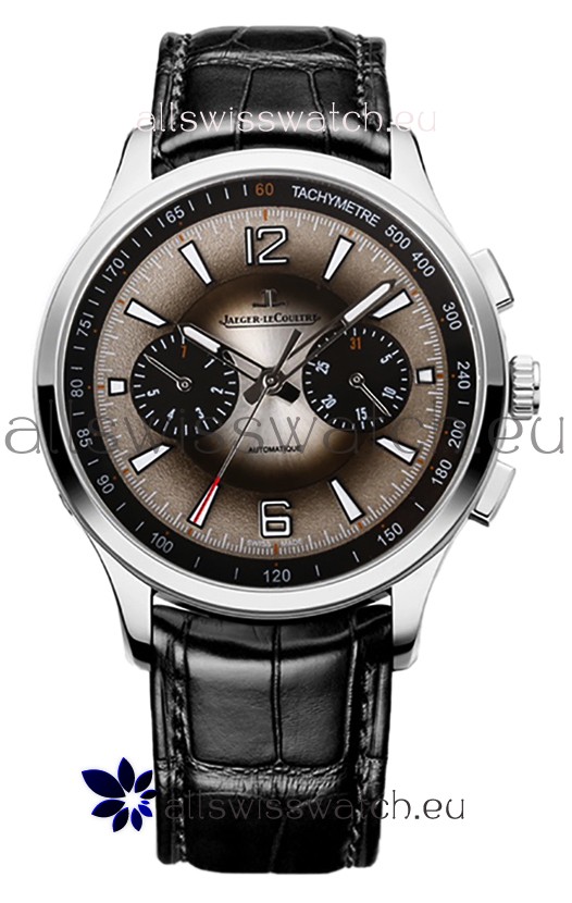Jaeger LeCoultre Polaris Q902843J Chronograph Grey Dial Leather Strap Swiss Replica Watch 