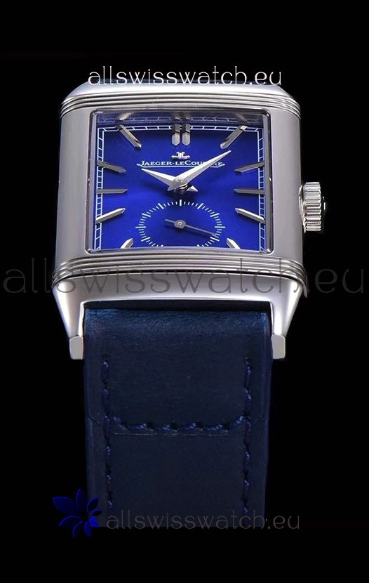 Jaeger LeCoultre Reverso Swiss Replica Watch in Steel Casing - Blue Dial 