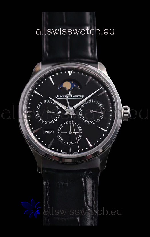 Jaeger LeCoultre Master Ultra Thin Perpetual Swiss Replica Watch in Black Dial 