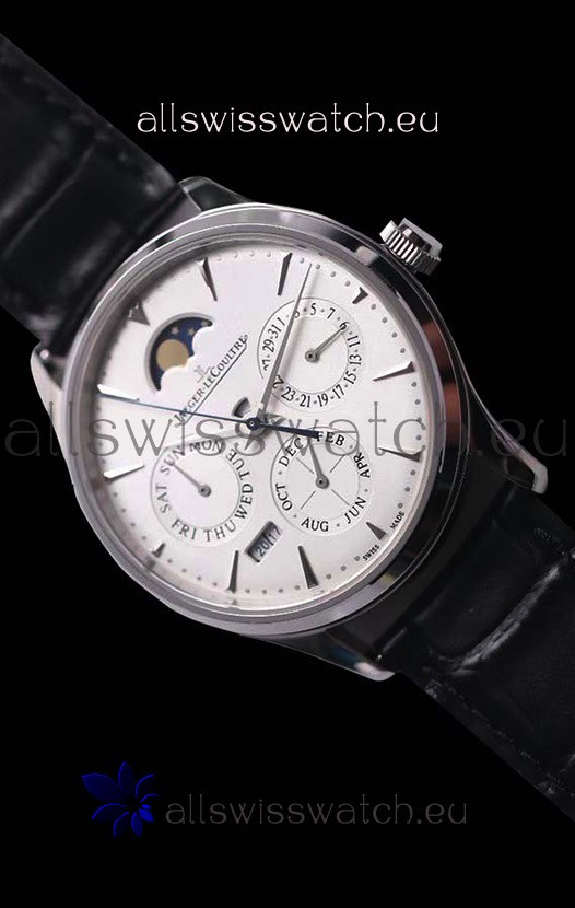 Jaeger LeCoultre Master Ultra Thin Perpetual Swiss Replica Watch in White Dial 