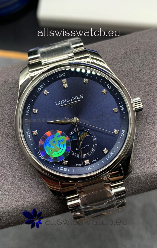 Longines Master Collection Automatic Moonphase Blue Dial Swiss Replica Watch Steel Strap