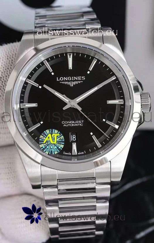 Longines Conquest Automatic Black Dial Automatic Watch in Steel Casing