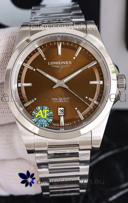 Longines Conquest Automatic Brown Dial Automatic Watch in Steel Casing