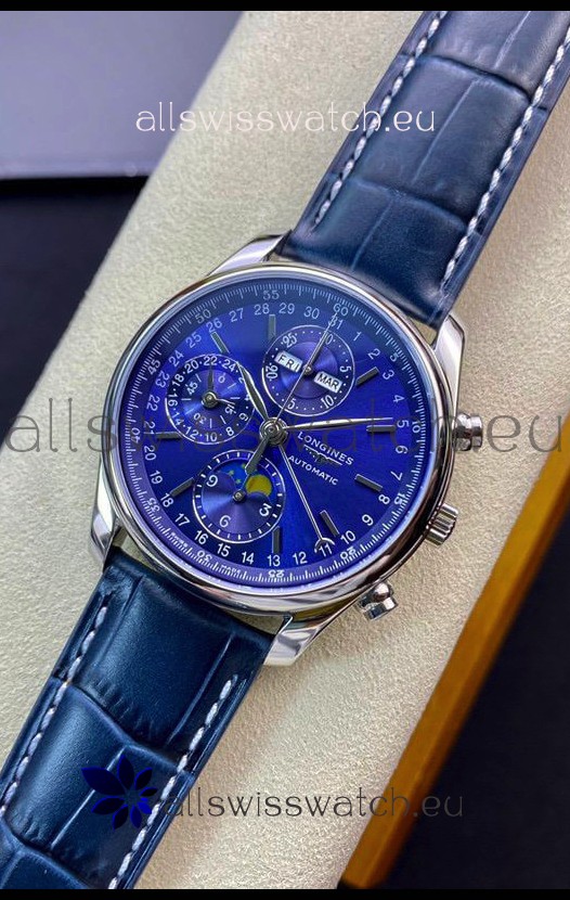 Longines Master Collection REF L2.673.4.92.0 Swiss Replica Watch in Blue Dial Leather Strap