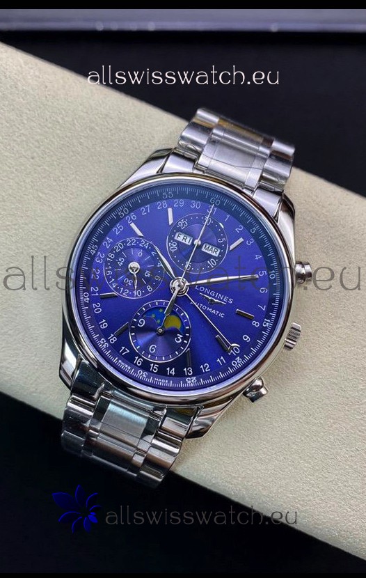 Longines Master Collection REF L2.673.4.92.6 Swiss Replica Watch in Blue Dial Steel Strap