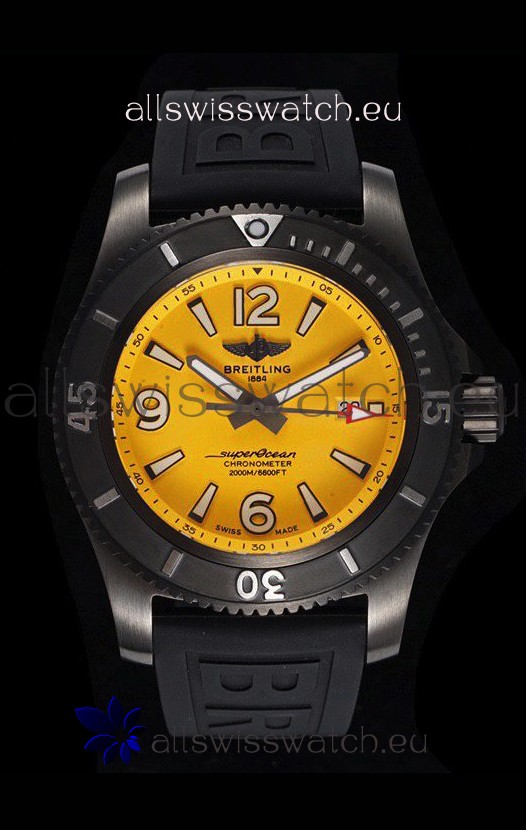 Breitling Superocean Automatic 46 Black Steel - Yellow Dial in DLC Coated Casing 