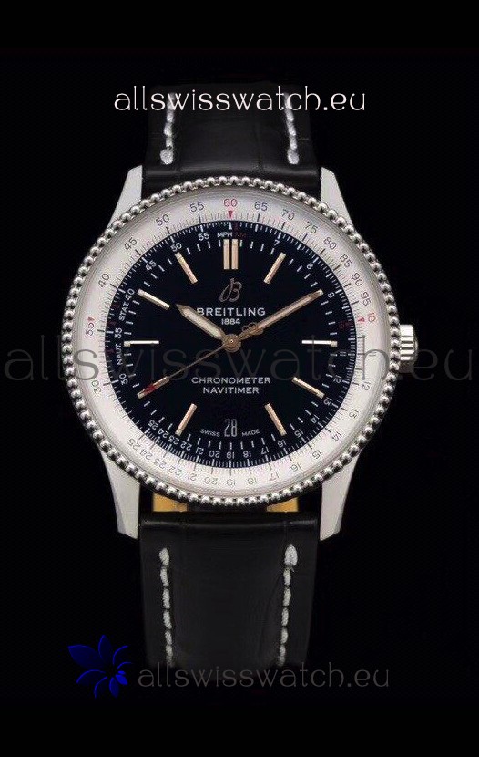 Breitling Navitimer 1 Automatic Swiss Replica Watch in Black Dial - Leather Strap