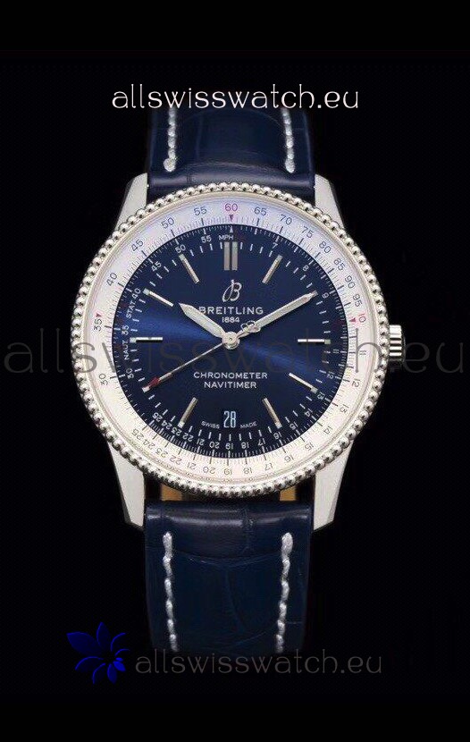 Breitling Navitimer 1 Automatic Swiss Replica Watch in Blue Dial - Leather Strap