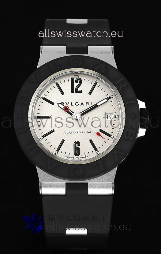 Bvlgari Aluminum 1:1 Mirror Swisss Replica Watch in White Dial 
