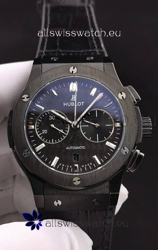 Hublot Classic Fusion Chronograph Ceramic Casing/Bezel Carbon Dial 1:1 Mirror Replica Watch 