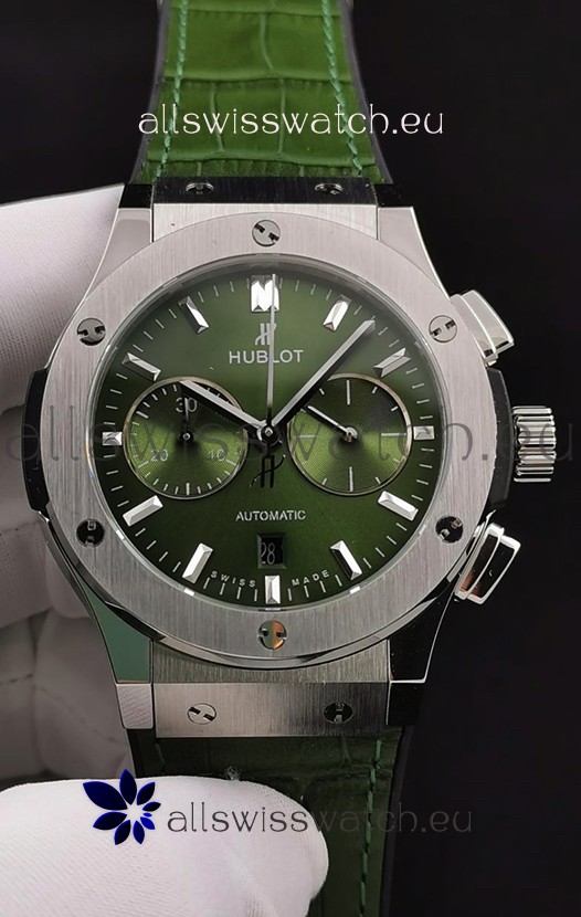 Hublot Classic Fusion Chronograph Stainless Steel Casing Green Dial 1:1 Mirror Replica Watch 