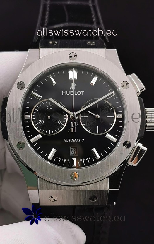 Hublot Classic Fusion Chronograph Stainless Steel Casing Black Dial 1:1 Mirror Replica Watch 