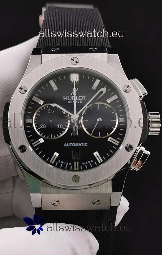 Hublot Classic Fusion Chronograph Stainless Steel Casing Black Dial 1:1 Mirror Replica Watch 
