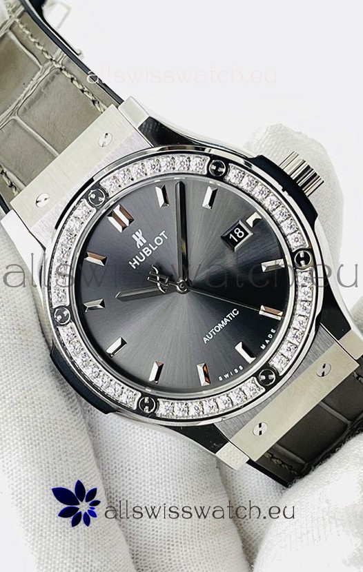 Hublot Classic Fusion Stainless Steel Grey Dial Swiss Replica Watch 1:1 Mirror Quality 