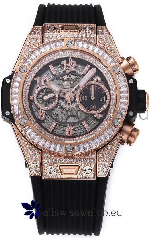 Hublot Big Bang Unico Rose Gold Diamonds Casing 1:1 Mirror Edition Swiss Replica Watch