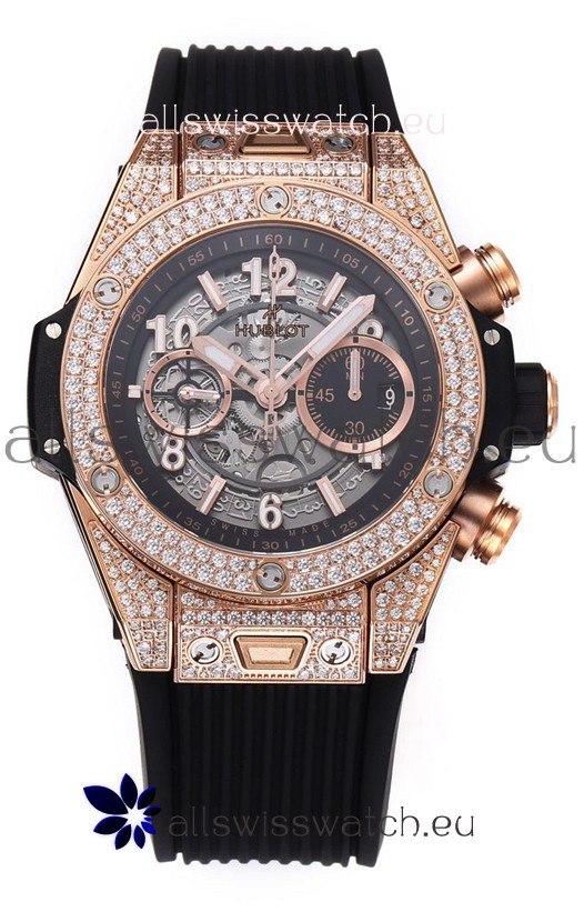 Hublot Big Bang Unico Rose Gold Diamonds Casing 1:1 Mirror Edition Swiss Replica Watch