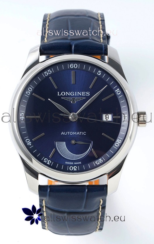 Longines Master Collection Automatic Power Reserve Blue Dial Swiss Replica Watch Leather Strap