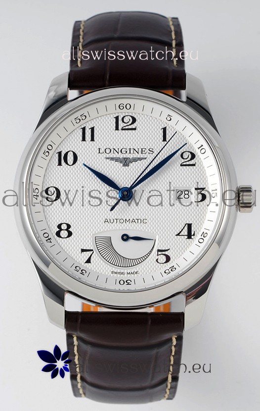 Longines Master Collection Automatic Power Reserve White Dial Swiss Replica Watch Leather Strap