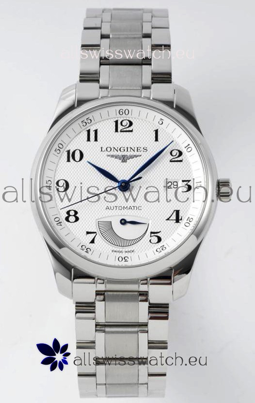 Longines Master Collection Automatic Power Reserve White Dial Swiss Replica Watch Steel Strap