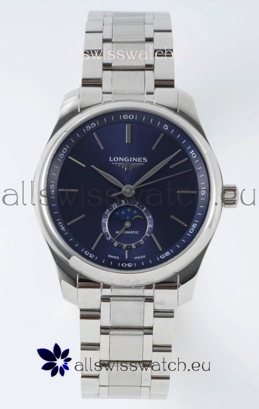Longines Master Collection Automatic Moonphase Blue Dial Swiss Replica Watch Steel Strap