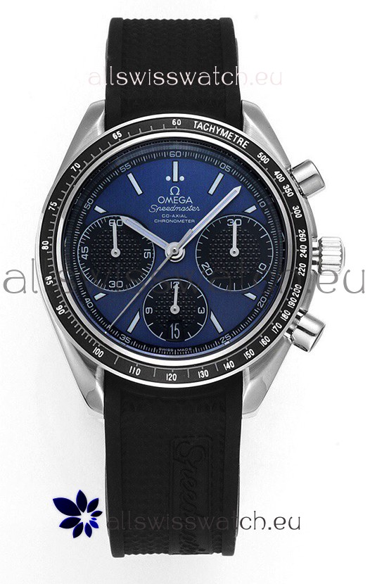 Omega Speedmaster Racing 904L Steel Chronograph 1:1 Mirror Replica in Blue Dial
