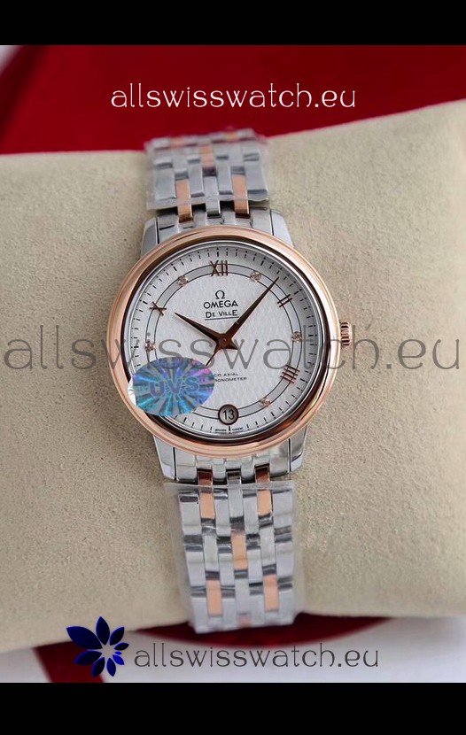 Omega De Ville Edition Swiss Automatic Watch in Two Tone Rose Gold White Dial 