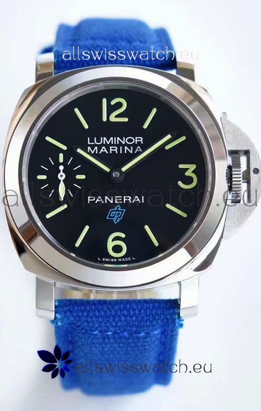 Panerai Marina PAM00777 Logo Acciaio Black Dial in 1:1 Mirror Quality - 904L Steel in Canvas Strap 