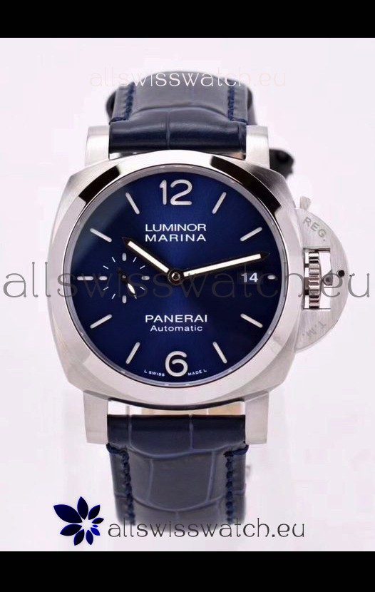 Panerai Luminor PAM01393 Automatic Blue Dial 42MM 1:1 Mirror Quality - 904L Steel in Leather Strap