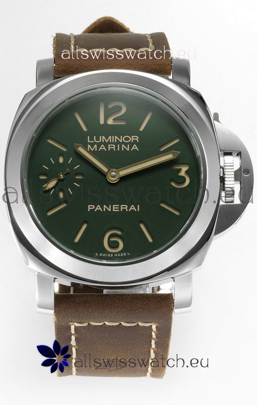 Panerai Luminor Marina 8 Days PAM00911 Green Dial 1:1 Mirror Quality - 904L Steel in Leather Strap