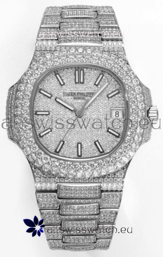 Patek Philippe Nautilus 5711/A Swiss Replica Watch 1:1 Mirror Replica in 904L Steel Diamonds Casing