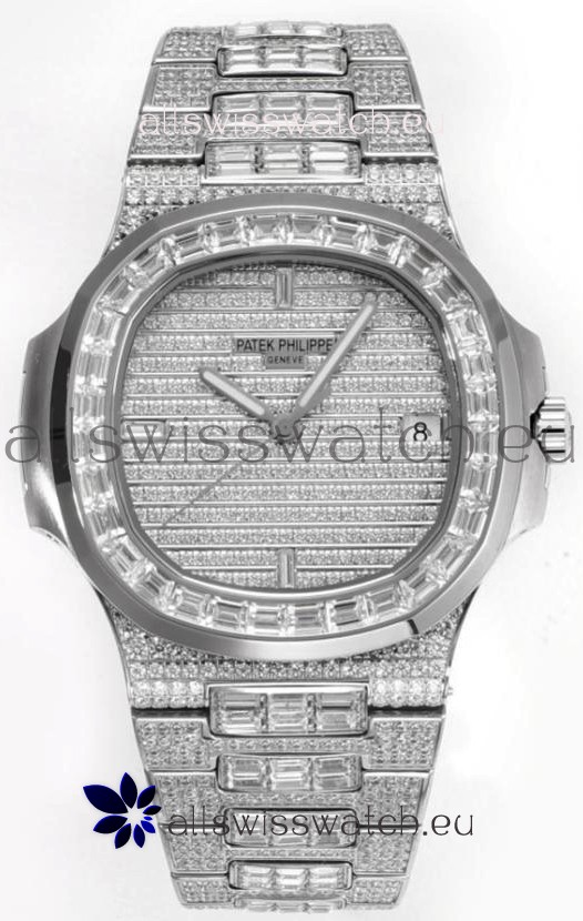 Patek Philippe Nautilus 5711/A Swiss Replica Watch 1:1 Mirror Replica in 904L Steel Diamonds Casing