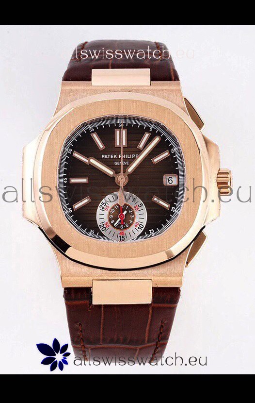 Patek Philippe Nautilus 5980/1R-001 Rose Gold 904L Steel Case in Brown Dial - 1:1 Mirror Replica
