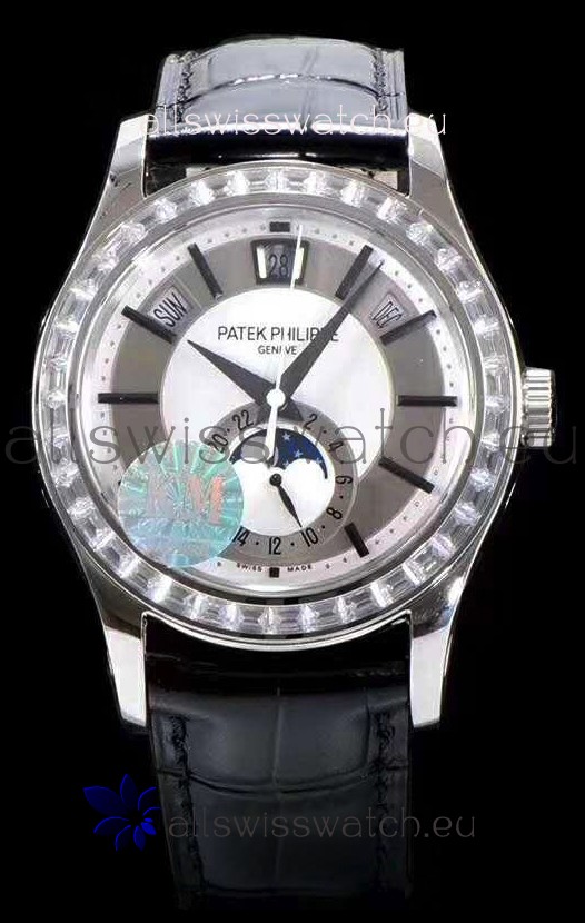 Patek Philippe 5205-001 Complications MoonPhase Light Grey Dial 1:1 Mirror Swiss Replica Watch