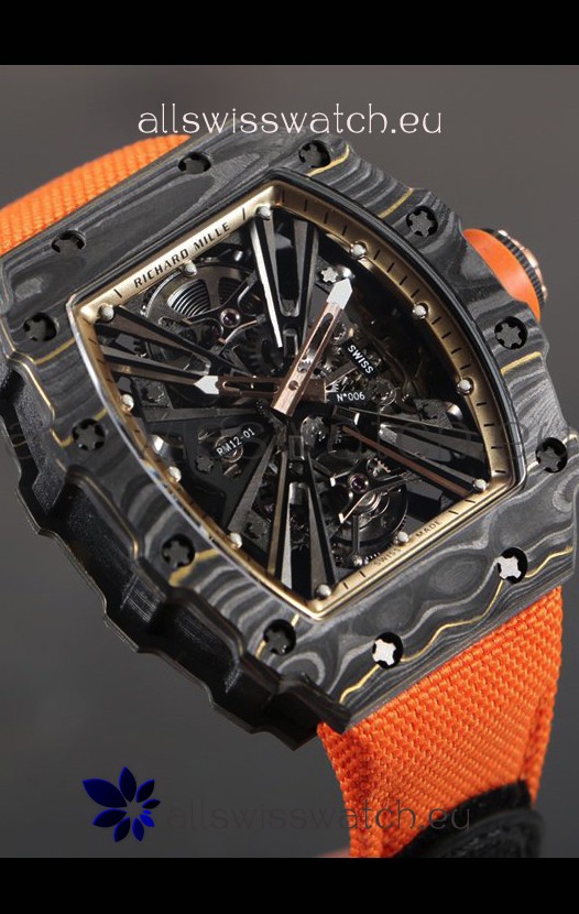 Richard Mille RM12-01 Carbon Fiber Case Genuine Tourbillon Movement 1:1 Mirror Replica Watch