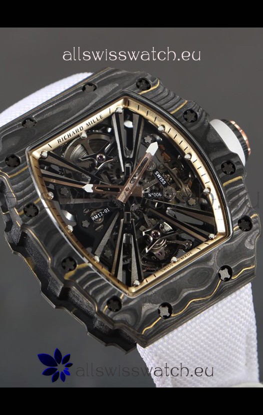 Richard Mille RM12-01 Carbon Fiber Case Genuine Tourbillon Movement 1:1 Mirror Replica Watch