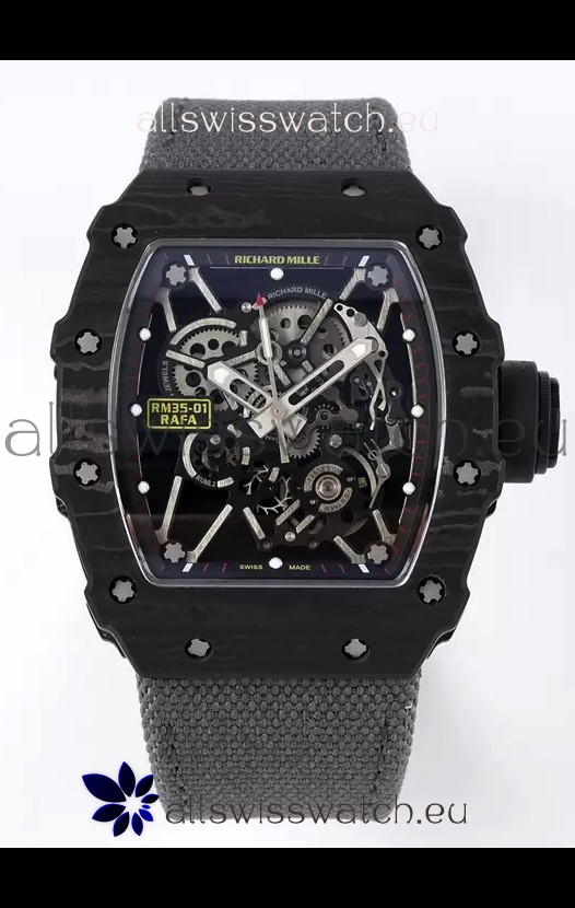 Richard Mille RM35-01 Rafael Nadal Carbon Fiber Casing with Genuine Tourbillon Super Clone Watch 