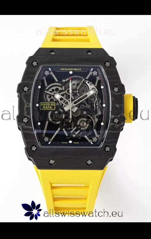Richard Mille RM35-01 Rafael Nadal Carbon Fiber Casing with Genuine Tourbillon Super Clone Watch 