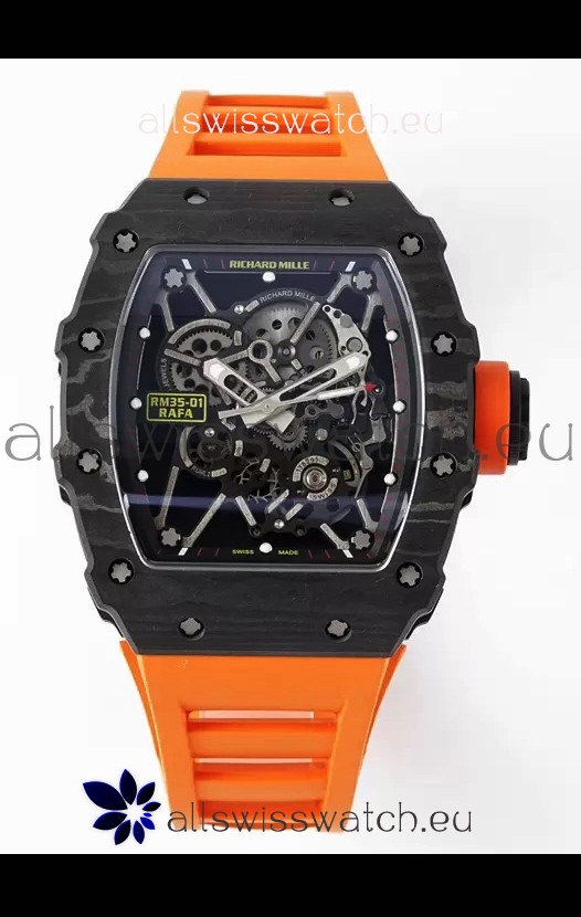 Richard Mille RM35-01 Rafael Nadal Carbon Fiber Casing with Genuine Tourbillon Super Clone Watch 
