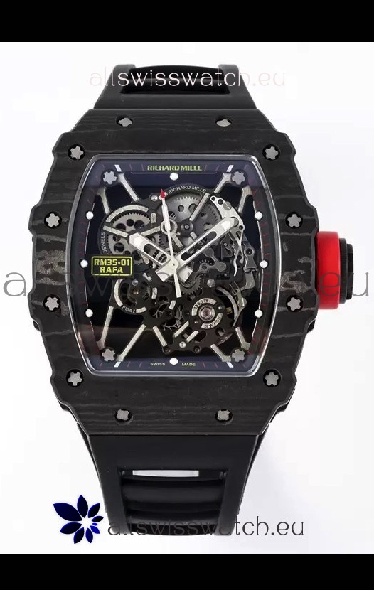 Richard Mille RM35-01 Rafael Nadal Carbon Fiber Casing with Genuine Tourbillon Super Clone Watch 