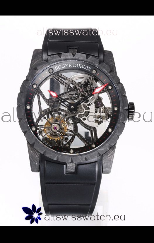 Roger Dubuis Excalibur Spider Flying Tourbillon Skeleton Carbon Casing 42MM 1:1 Mirror Swiss Watch