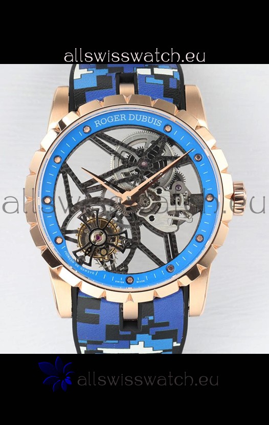 Roger Dubuis Excalibur Spider Flying Tourbillon Skeleton Rose Gold Casing 42MM 1:1 Mirror Swiss Watch