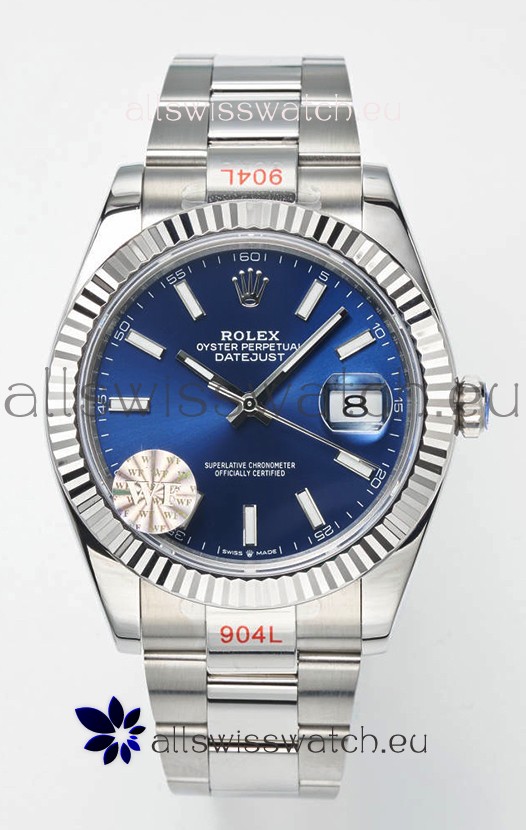 Rolex Datejust Cal.3235 Movement Swiss Watch 1:1 Mirror Replica 904L Steel 41MM - Blue Dial 