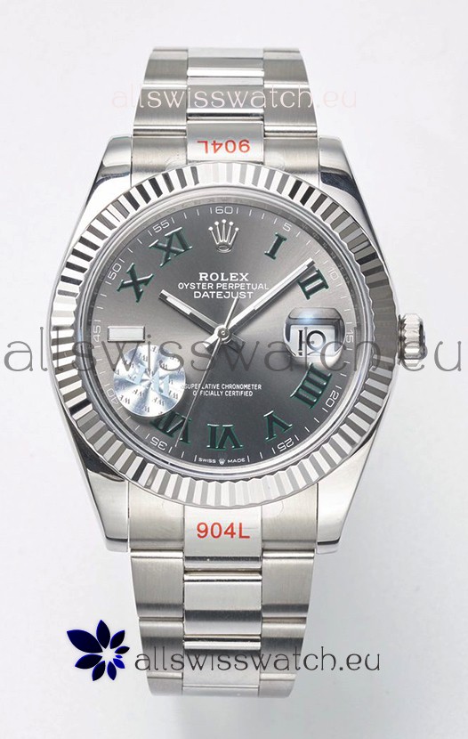 Rolex Datejust Cal.3235 WIMBLEDON Swiss Watch 1:1 Mirror Replica 904L Steel 41MM - Grey Dial 