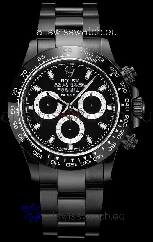 Rolex Daytona Blaken 1:1 Swiss Mirror Replica Black Dial Cal.4130 Movement (WITH BOX) 