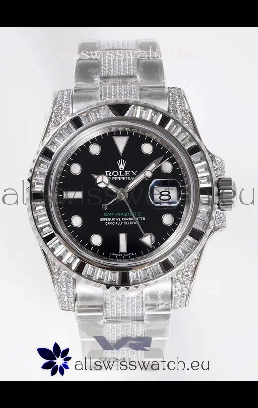 Rolex GMT Masters II Diamonds Swiss watch in 904L Case - 1:1 Mirror Quality