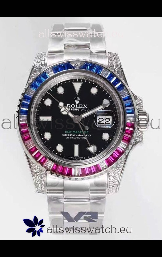 Rolex GMT Masters II Diamonds Swiss watch in 904L Case - 1:1 Mirror Quality