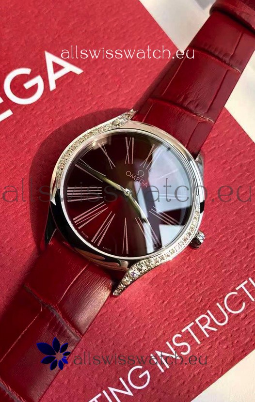 Omega De Ville Tresor Edition Swiss Quartz Watch 36MM Steel Casing Red Dial