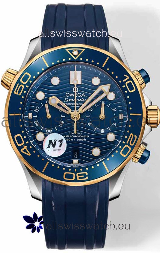 Omega Seamaster Co-Axial Master Chronograph Two Tone Blue Dial 44MM 1:1 Mirror Replica