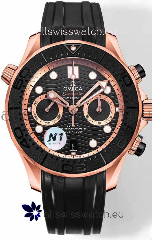 Omega Seamaster Co-Axial Master Chronograph Rose Gold Black Dial 44MM 1:1 Mirror Replica