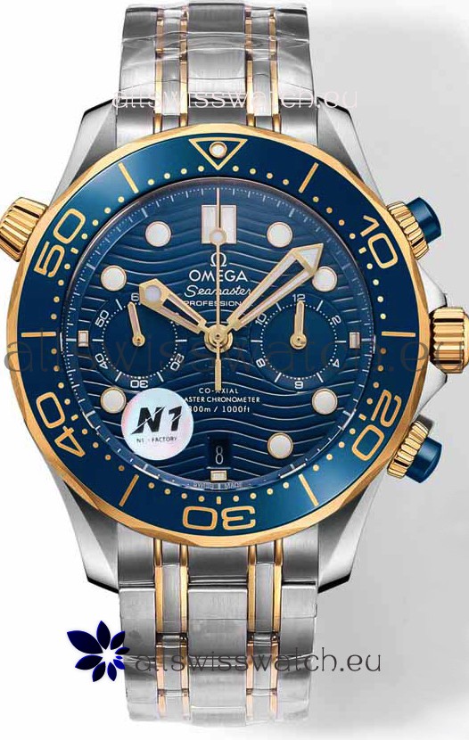 Omega Seamaster Co-Axial Master Chronograph Two Tone Blue Dial 44MM 1:1 Mirror Replica